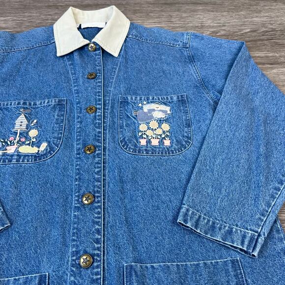 Christopher & Banks Blue Denim Jacket with White Collar - Picture 4 of 8